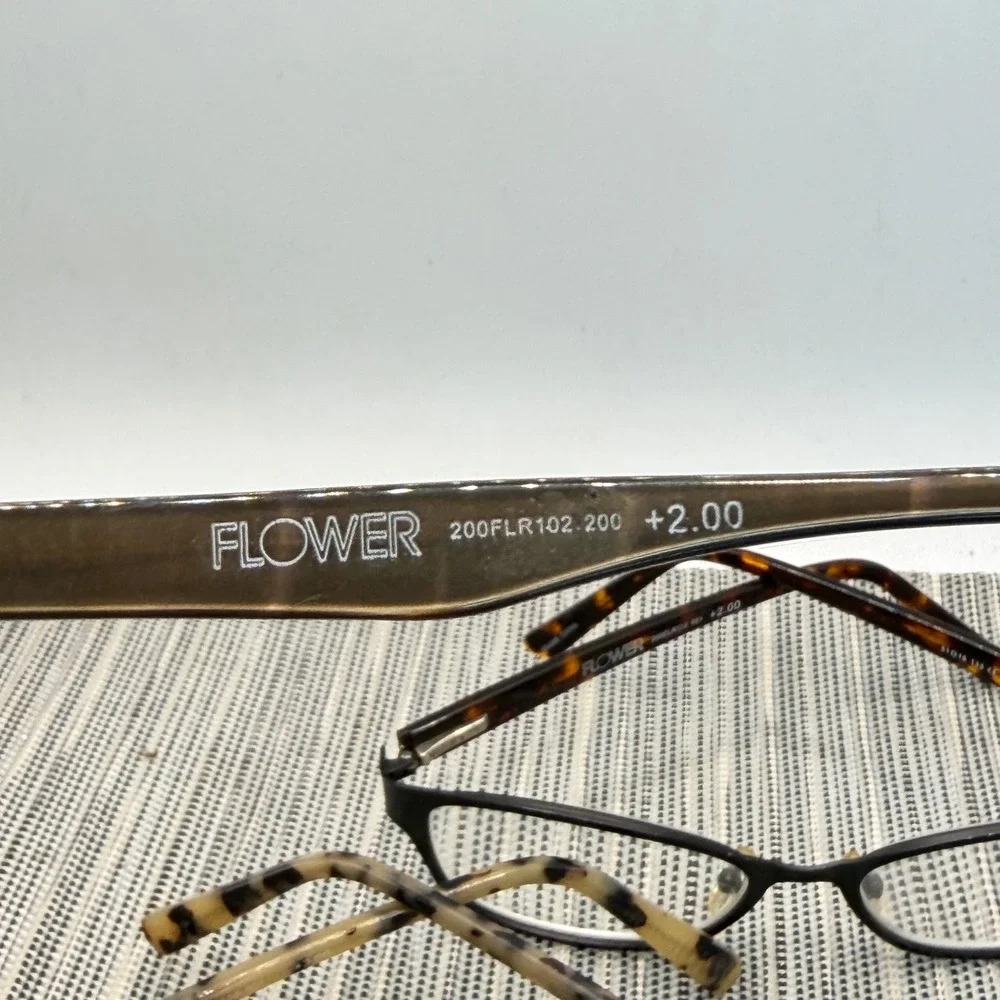 Flower by Drew Barrymore Reading Glasses Lot 3 Pair +2.00 Black Brown Tortoise